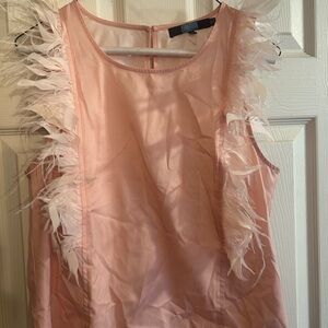 Eva Franco Pink Feather Trim Top